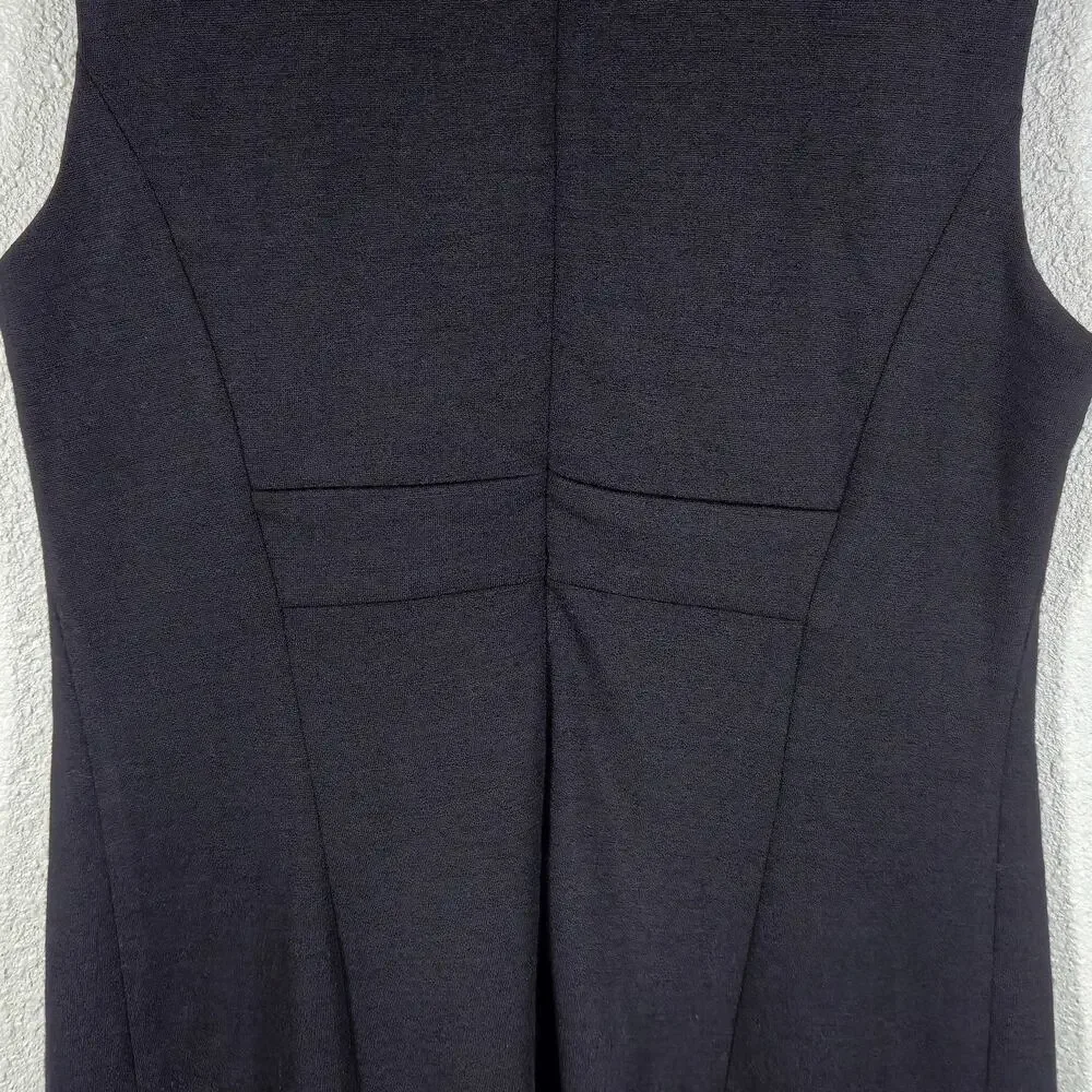 Milly Wool Dress Black Sleeveless Wool Size L Elegant Minimalism - Picture 6 of 10